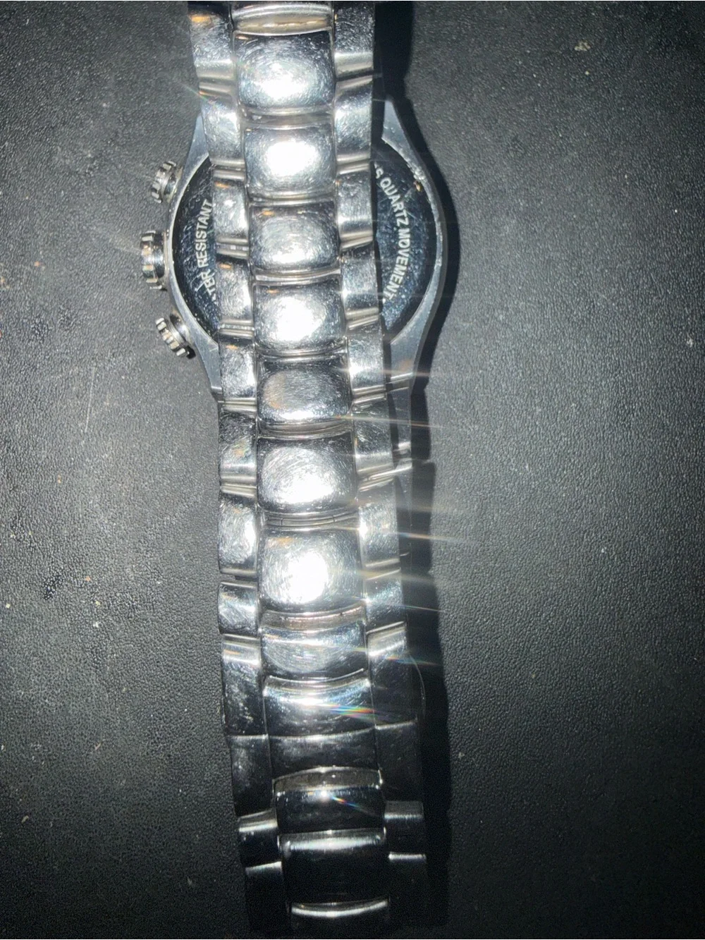 Men's Silver Chronograph Watch with White Dial